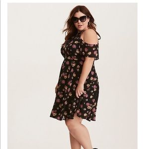 Torrid Cold Shoulder Floral Chiffon Dress